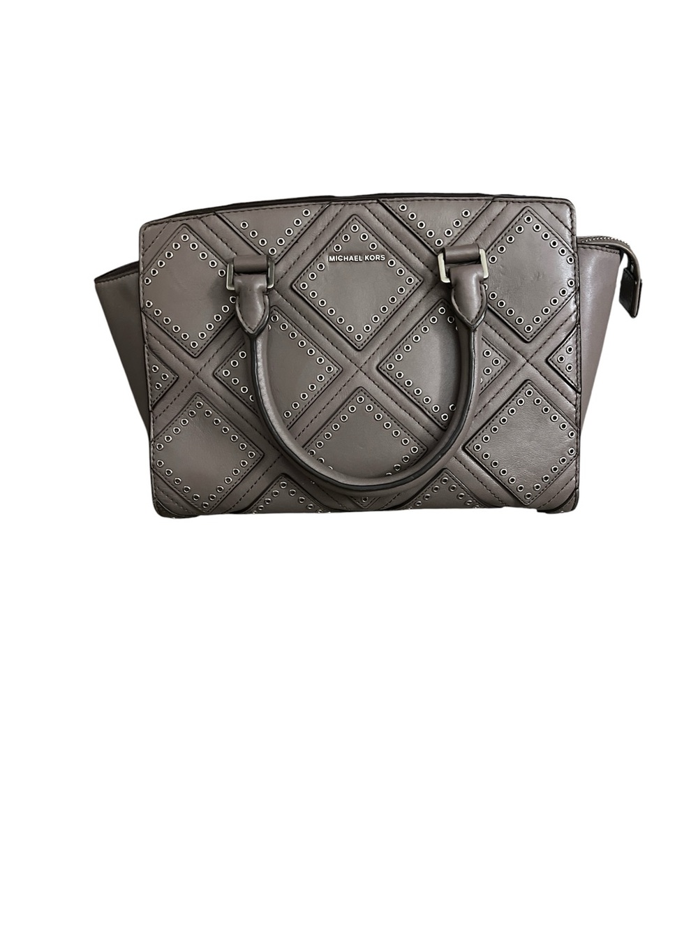 Michael Kors Selma Medium Diamond Grommet Leather Satchel - Picture 2 of 3